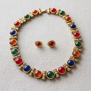 Multicolor Gold-Tone Necklace and Earring Set (“Inspired by”)